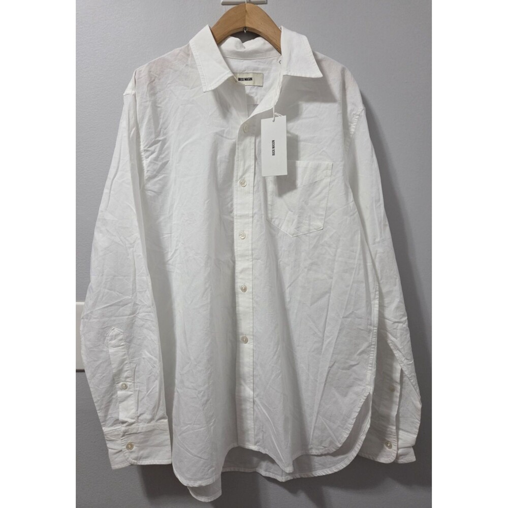 NWT Buck Mason Mainstay Cotton Shirt White Button Front Long Sleeve Medium $138